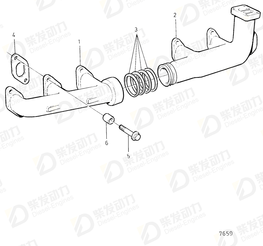 volvo penta Exhaust pipe 3978061 Drawing volvo penta Exhaust pipe 3978061 Drawing